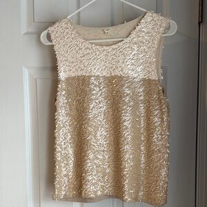 J. Crew Factory Cream and Tan Sequin Tank Top